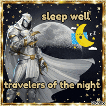 a picture of a superhero with the words sleep well travelers of the night