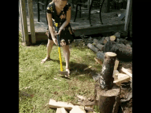 Chopping Wood Fail Weak Girl GIF - Chopping Wood Fail Weak Girl Weak GIFs