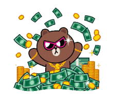 line character brown bear im rich wealthy