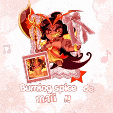 a picture of a devil with the words burning spice de mail