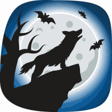 howl halloween party joypixels howling wolf full moon