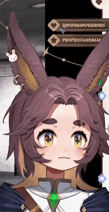 a girl with bunny ears and the words gammahavegames professionally on the bottom right