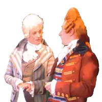a man in a red coat has a badge on his jacket that says ' albert einstein ' on it