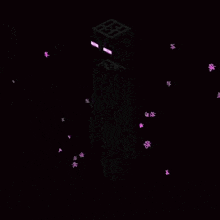 a pixel art of an enderman from minecraft with purple flowers coming out of it 's mouth .