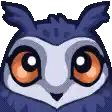 a pixel art owl with big orange eyes