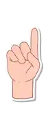 a sticker of a hand pointing up with its index finger