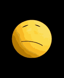 a yellow smiley face with a sad look on it 's face on a black background .