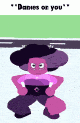 a cartoon character with the words " dances on you "