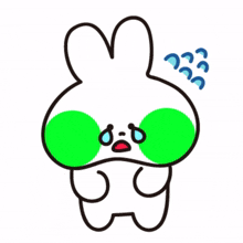 fluorescent white rabbit green crying