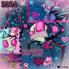 a picture of a cartoon character with hot topic written on the bottom