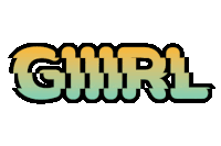 the word girl is written in yellow and green letters on a white background