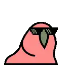 a pixel art drawing of a bird wearing sunglasses and a tie .