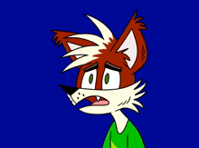 a cartoon drawing of a rabbit with blue hair and a skull on her head