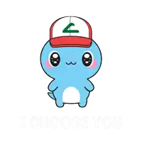 a cartoon character wearing a red hat with a green letter l on it