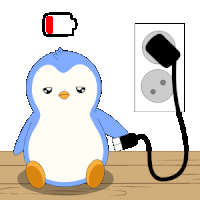a penguin with a lightning bolt on its head