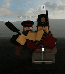two toy soldiers are standing next to each other with ridiculamebrius written on the bottom right