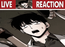 a picture of a man with a shocked look on his face and the words live reaction