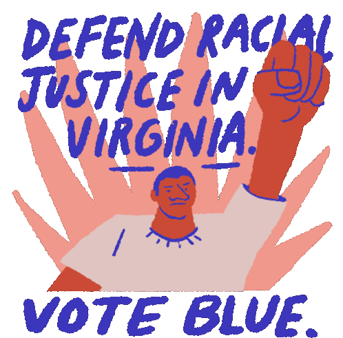 Defend Racial Justice In Virginia Vote Blue Sticker - Defend Racial Justice In Virginia Vote Blue Virginia Stickers