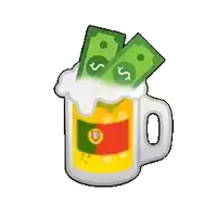 a cartoon drawing of a beer mug with a portuguese flag on it