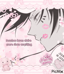 a picture of a girl with the words techou loves claire more than anything written on it