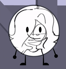 a cartoon drawing of a circle with a face and arms and legs