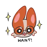 a cartoon drawing of a dog with glasses and the words want