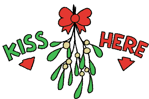 Christmas Kiss Here Sticker - Christmas Kiss Here Mistletoe Stickers