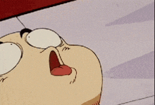 a close up of a cartoon character 's face with his mouth open