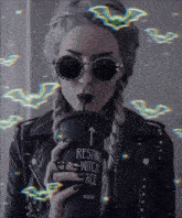 a woman holding a cup that says resting witch face on it