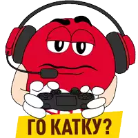 a cartoon character wearing headphones and holding a video game controller with the words go katky below him