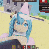 a screenshot of a video game shows a girl wearing a pink hat