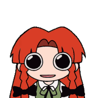 a cartoon girl with red hair and big eyes