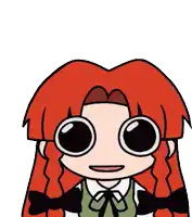 a cartoon girl with red hair and big eyes