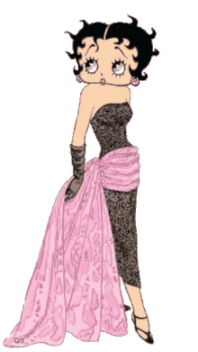 betty boop pink with black evening gown sexy long dress