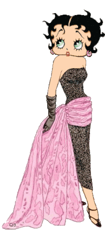 Betty Boop Pink With Black Sticker - Betty Boop Pink With Black Evening Gown Stickers