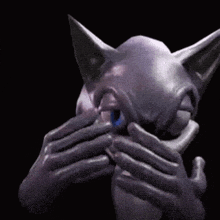 a close up of a cartoon character with a black background