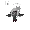 a pixel art drawing of a girl with a question mark on her face and wings .
