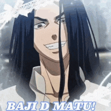 a picture of a man with long hair and the words baji d matiu