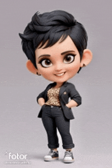 a cartoon character wearing a suit and leopard print shirt