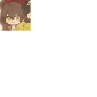 a close up of a cartoon character with brown hair and green eyes