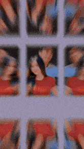 a blurry picture of a man and a woman with a purple background