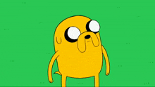 a cartoon character with a green background and a yellow head