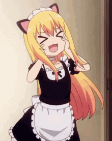 a girl in a maid outfit with cat ears