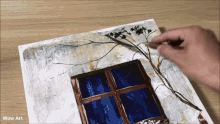 a painting of a window with wow art written on the bottom right