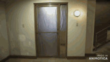 a door that is made in animatica with a light on it