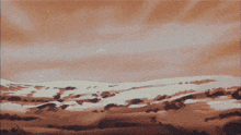 a painting of a fire coming out of the ground in the desert