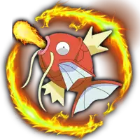 a cartoon fish is surrounded by flames and has a flame coming out of its mouth