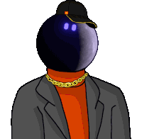 a cartoon drawing of a man wearing a mcdonalds hat