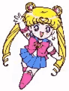 a cartoon drawing of a little girl in a sailor moon outfit .