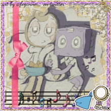 a picture of two cartoon characters with the words art by @fogwine on twitter below them